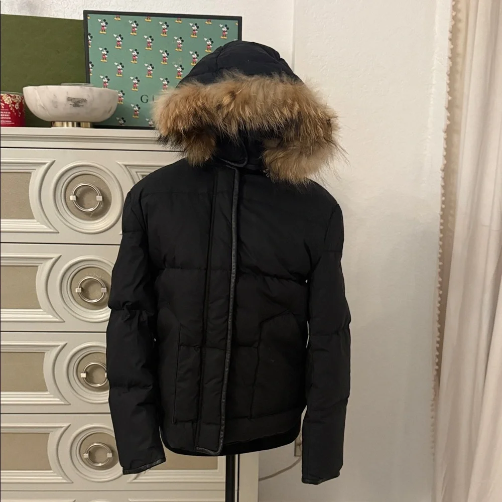 Sandro puffer with real raccoon fur